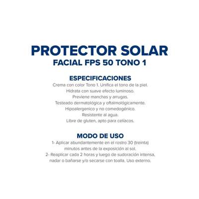 Dermaglós Solar facial crema color x50 FPS50 tono1