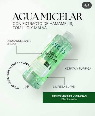 Inecto agua micelar x 400 ml  piel mixta