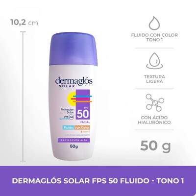 Dermaglos solar facial x 50 ML Fluido tono 1